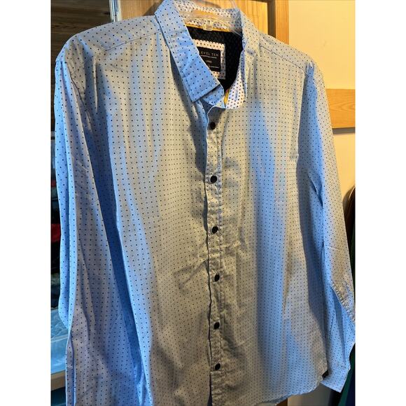 Level Ten Men's L Blue Polka Dot Button Down Long Sleeve Cotton Shirt - Picture 6 of 16
